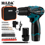 HILDA Electric Drill Cordless Screwdriver Lithium Battery  Mini Drill Cordless Screwdriver Power Tools Cordless Drill