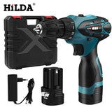 HILDA Electric Drill Cordless Screwdriver Lithium Battery  Mini Drill Cordless Screwdriver Power Tools Cordless Drill