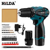 HILDA Electric Drill Cordless Screwdriver Lithium Battery  Mini Drill Cordless Screwdriver Power Tools Cordless Drill