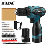 HILDA Electric Drill Cordless Screwdriver Lithium Battery  Mini Drill Cordless Screwdriver Power Tools Cordless Drill