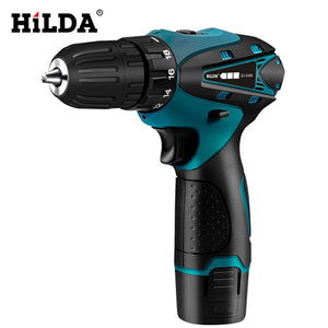 HILDA Electric Drill Cordless Screwdriver Lithium Battery  Mini Drill Cordless Screwdriver Power Tools Cordless Drill