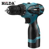 HILDA Electric Drill Cordless Screwdriver Lithium Battery  Mini Drill Cordless Screwdriver Power Tools Cordless Drill