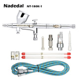 Nasedal Gravity Dual-action Mini 9cc Airbrush Paint Nail Spray Gun Makeup Paint Set Face Tattoo Art DIY Tool 0.2mm/0.3mm/0.5mm