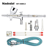 Nasedal Gravity Dual-action Mini 9cc Airbrush Paint Nail Spray Gun Makeup Paint Set Face Tattoo Art DIY Tool 0.2mm/0.3mm/0.5mm