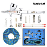 Nasedal Gravity Dual-action Mini 9cc Airbrush Paint Nail Spray Gun Makeup Paint Set Face Tattoo Art DIY Tool 0.2mm/0.3mm/0.5mm