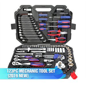 WORKPRO 123PC Mixed Tool Set Mechanics Tool Set Ratchet Spanner Wrench Socket Set 2019 New Design