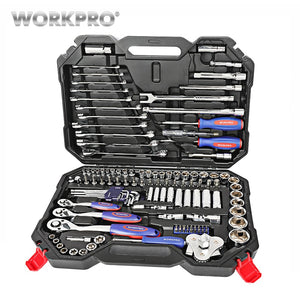 WORKPRO 123PC New Mechanic Tool Set for Car Home Tool Kits Quick Release Ratchet Handle Wrench Socket Set