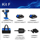 PROSTORMER 20V Electric Screwdriver Brushless Cordless Screwdriver Impact Drill 300NM Tool Bag Variable Speed Rechargeable Drill