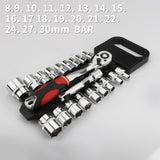 Crv quick release reversible ratchet socket wrench set tools with hanging rack 1/4" 3/8" 1/2" drive sockets set