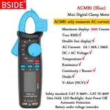 Mini Digital Clamp Meters BSIDE ACM Series True RMS DC AC Current Voltage Ohm Temp Capacitance Hz NCV Tester Ammeter Multimeter