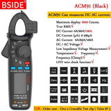 Mini Digital Clamp Meters BSIDE ACM Series True RMS DC AC Current Voltage Ohm Temp Capacitance Hz NCV Tester Ammeter Multimeter