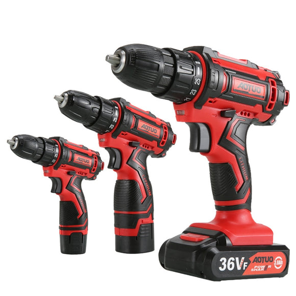 DRILLFORCE Electric Drill Cordless Screwdriver Lithium Battery Mini Drill Cordless Screwdriver Power Tool Cordless Drill 2-Speed