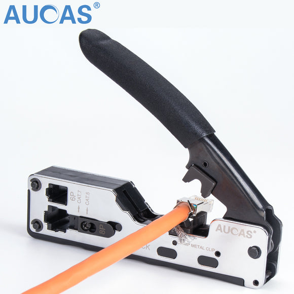 AUCAS Multifunction Network tool Crimper Stapler type Cat7 Cat6 Cat5 Cable Crimping for RJ45 Connector LAN Cable Crimper