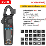 Mini Digital Clamp Meters BSIDE ACM Series True RMS DC AC Current Voltage Ohm Temp Capacitance Hz NCV Tester Ammeter Multimeter