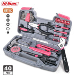 Hi-Spec 60 Pieces Pink Hand Tool Set Kit 12V Electric Screwdriver Li-ion Battery Gril Lady Women Household Power Tool Set