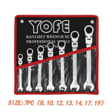 YOFE 8-19 Metric ratchet wrench spanners set of keys Chromium vanadium steel Head Flexible wrench hand tools Car Repair Tools