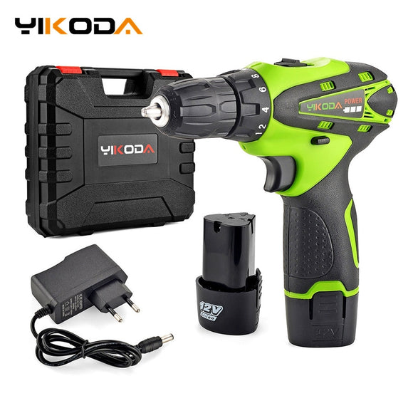 YIKODA 12V Electric Screwdriver Lithium Battery Rechargeable Parafusadeira Furadeira Multi-function Cordless Drill Power Tools