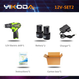 YIKODA 12V Electric Screwdriver Lithium Battery Rechargeable Parafusadeira Furadeira Multi-function Cordless Drill Power Tools