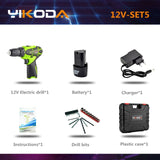 YIKODA 12V Electric Screwdriver Lithium Battery Rechargeable Parafusadeira Furadeira Multi-function Cordless Drill Power Tools