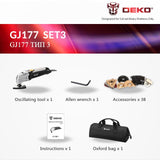 DEKO 110V/220V Variable Speed Electric Multifunction Oscillating Tool Kit Multi-Tool Power Tool Electric Trimmer Saw Accessories