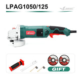 LANNERET Electric Angle Grinder 1050W 125mm Variable Speed 3000-10500RPM Toolless Guard for Cutting Grinding Metal or Stone Work