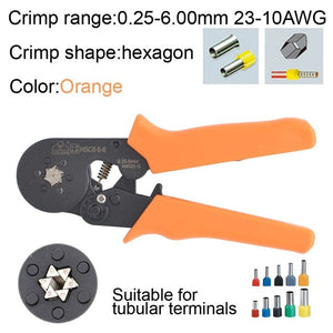 Tubular Terminal Crimper 6-6 0.25-6mm 23-10AWG & 10SA 0.25-10mm 23-7AWG Electrical Crimping Pliers Hand Tools Set HSC8 6-4