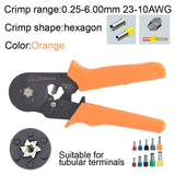 Tubular Terminal Crimper 6-6 0.25-6mm 23-10AWG & 10SA 0.25-10mm 23-7AWG Electrical Crimping Pliers Hand Tools Set HSC8 6-4