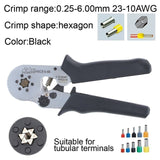 Tubular Terminal Crimper 6-6 0.25-6mm 23-10AWG & 10SA 0.25-10mm 23-7AWG Electrical Crimping Pliers Hand Tools Set HSC8 6-4