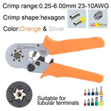 Tubular Terminal Crimper 6-6 0.25-6mm 23-10AWG & 10SA 0.25-10mm 23-7AWG Electrical Crimping Pliers Hand Tools Set HSC8 6-4