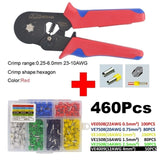 Tubular Terminal Crimper 6-6 0.25-6mm 23-10AWG & 10SA 0.25-10mm 23-7AWG Electrical Crimping Pliers Hand Tools Set HSC8 6-4