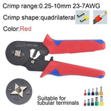 Tubular Terminal Crimper 6-6 0.25-6mm 23-10AWG & 10SA 0.25-10mm 23-7AWG Electrical Crimping Pliers Hand Tools Set HSC8 6-4