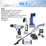 NEWONE/Keinso 12V 6-Tool Lithium Cordless Combo Kit,  Angle Grinder Electric Drill LED Light Vacuum Cleaner Electric Saw