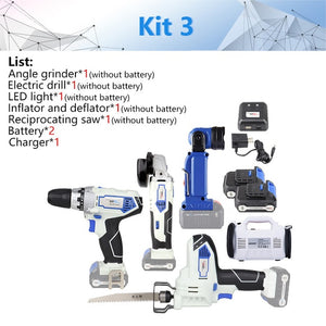 NEWONE/Keinso 12V 6-Tool Lithium Cordless Combo Kit,  Angle Grinder Electric Drill LED Light Vacuum Cleaner Electric Saw