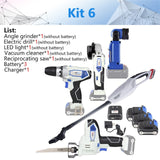 NEWONE/Keinso 12V 6-Tool Lithium Cordless Combo Kit,  Angle Grinder Electric Drill LED Light Vacuum Cleaner Electric Saw