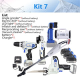 NEWONE/Keinso 12V 6-Tool Lithium Cordless Combo Kit,  Angle Grinder Electric Drill LED Light Vacuum Cleaner Electric Saw