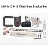 11.5/12 Inch Chainsaw Bracket Changed 100 125 150 Electric Angle Grinder M10/M14/M16 Into Chain Saw Woodworking Power Tool Set