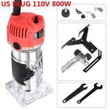 800W 30000rpm Woodworking Electric Trimmer Wood Milling Engraving Slotting Trimming Machine Hand Carving Machine Wood Router