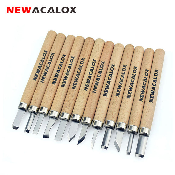 NEWACALOX 12pcs Woodcut Knife Scorper Wood Carving Tool Woodworking Hobby Arts Craft Nicking Cutter Graver Scalpel Multi DIY Pen