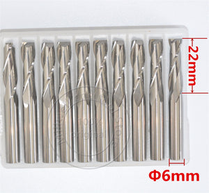 6mm x 22mm-10PCS,Freeshipping 2 Flutes Down cut end mill,solid carbide left spiral milling cutter,woodworking bit,wood tool