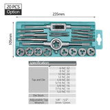 Tap Die Inch Hand Screw Tap 1/4"-1/2" 1/4"-1" NC Tap and Die Set Alloy Steel Threading Tool 20/40/45pcs