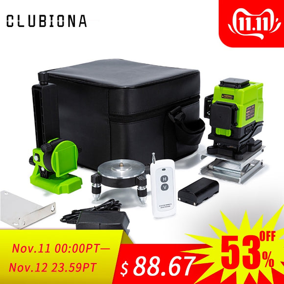 Clubiona IE12  German laser module Floor and wall Powerful Green Lines Remote control 3D Laser Level With Li-ion battery