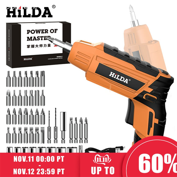 HILDA Cordless Electric Screwdriver Household Rechargeable battery Screwdriver Mini Drill Electric Drill Power Tools