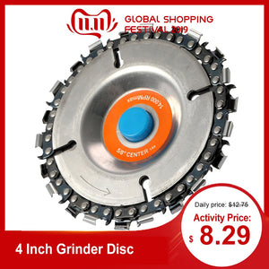 4 Inch Grinder Disc With Chain 22 Tooth Fine Cut Chain Set for 100/115 Angle Grinders Wood Carving Disc Cut Chainsaw Disc