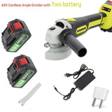 68V 10000rpm Cordless Angle Grinder Brushless Polisher Grinding Metal Cutter 8000mAh Lithium ion Battery Rechargeable Power Tool