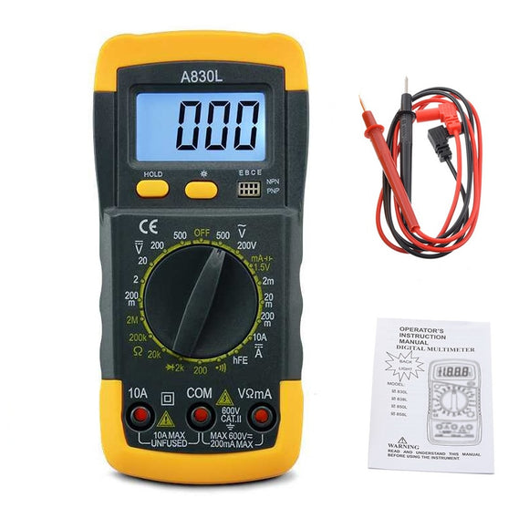 1Pcs A830L LCD Digital Multimeter AC DC Voltage Diode Freguency Multitester Current Tester Luminous Display with Buzzer Function