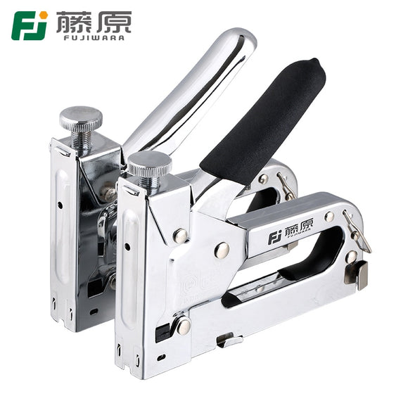 FUJIWARA Nail Stapler Manual Nail Gun Three-use Heavy-Duty Stainless Steel Nail Gun With 800 Staples Attached