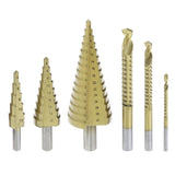 6 Pcs/Set HSS Steel Titanium Coated Step Drill Bit Hole Cutter 4-32mm Metal Tool