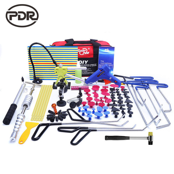 PDR Tools Hooks Stainless Steel Push Rods Dent Removal Car Body Dent Repair Reverse Hammer Paintless Dent Remover Crowbar Kit