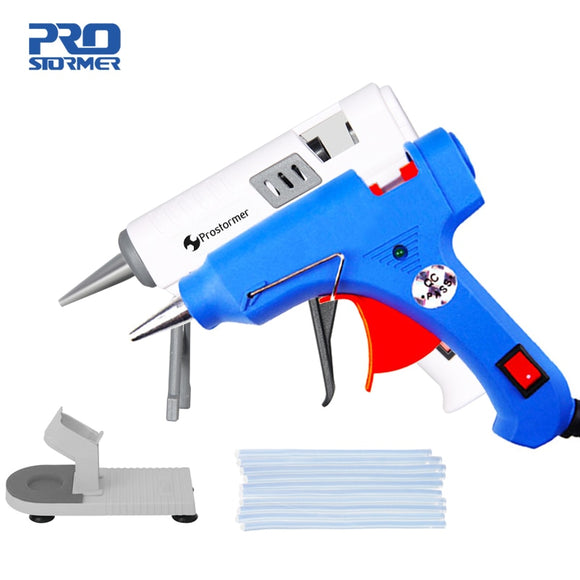 PROSTORMER High Temp Heater Melt A Hot Glue Gun 20W 40W Repair Tool Heat Gun Mini Gun EU Use 7mm Glue Sticks Optional Base