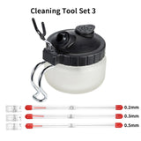 0.2/ 0.3/0.5mm Airbrush Cleaning Pot Glass Air Brush Holder Clean Paint Jar Bottle Spray Gun Wash Tools Needle Nozzle Brush Set